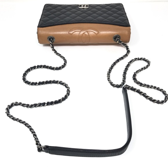 Chanel Ballerine Flap Bag Quilted Lambskin Small Black Brown Chain Strap - Picture 8 of 14